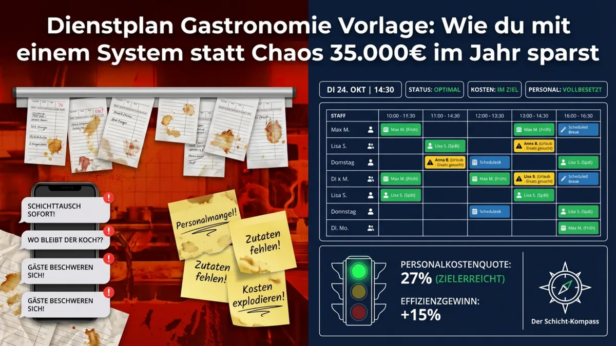 Dienstplan Gastronomie Vorlage: Wie du mit einem System statt Chaos 35.000€ im Jahr sparst