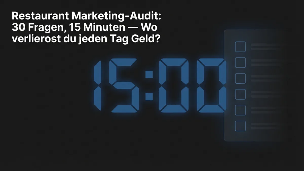 Restaurant Marketing-Audit: 30 Fragen, 15 Minuten – wo verlierst du Geld?