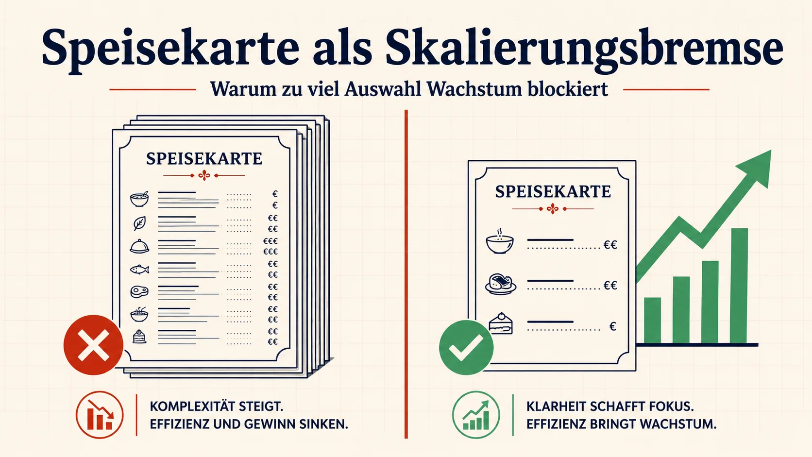 Die Speisekarte als Skalierungsbremse: Warum zu viel Auswahl Wachstum erschwert