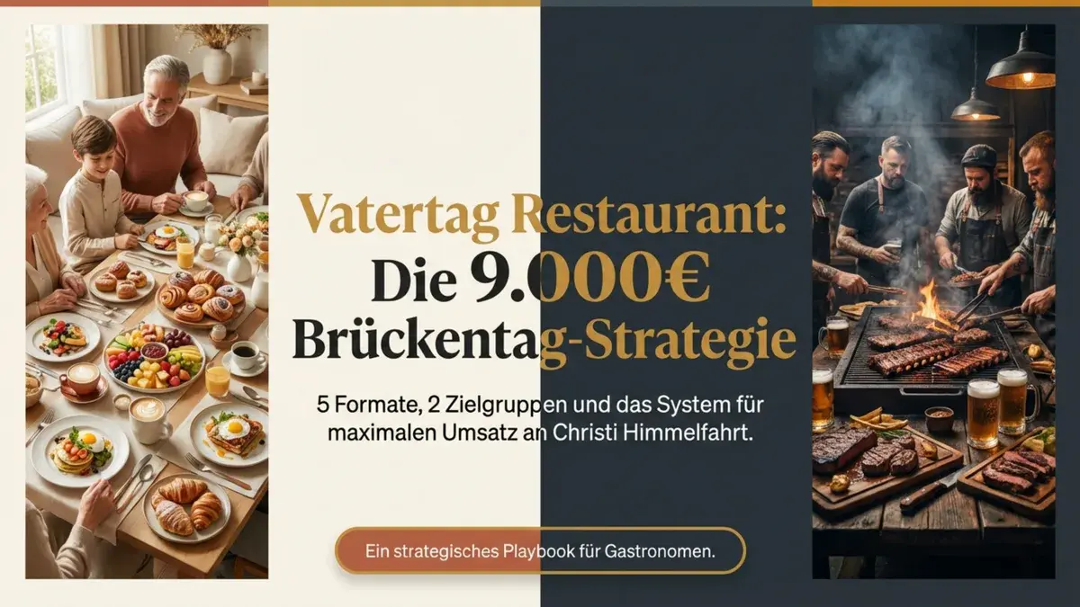 Vatertag Restaurant: 5 Formate, 2 Zielgruppen und die Brückentag-Strategie für maximalen Umsatz