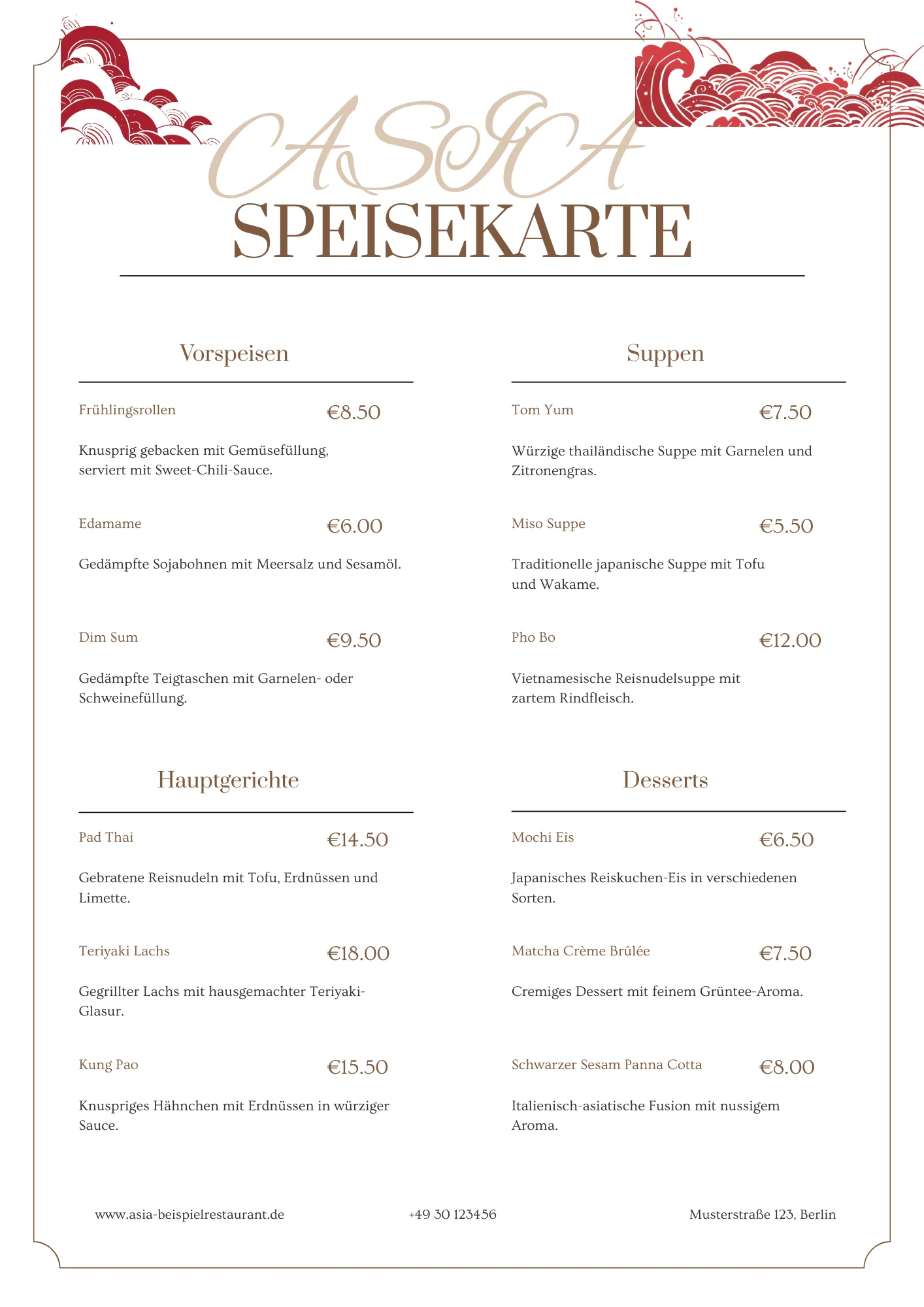 Asiatisch Elegant Speisekarte Vorlage Vorschau