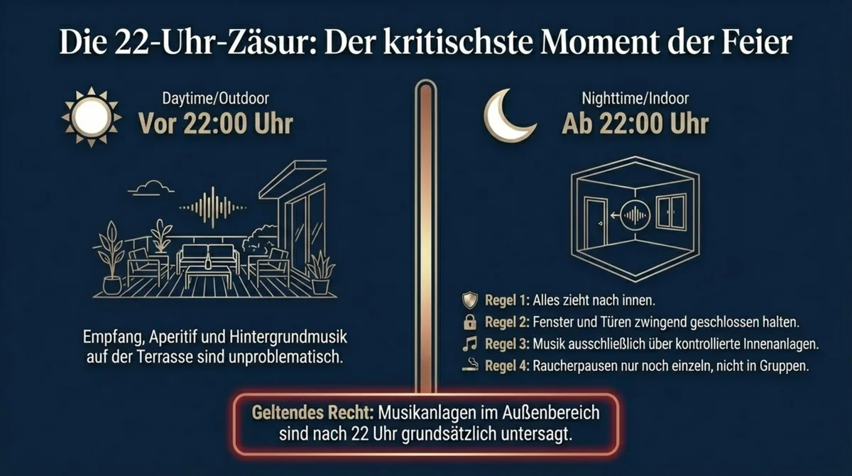 22-Uhr-Regel für Außengastronomie bei Hochzeiten: Ab 22 Uhr Musikanlagen im Außenbereich verboten, Feiern nur noch in geschlossenen Innenräumen