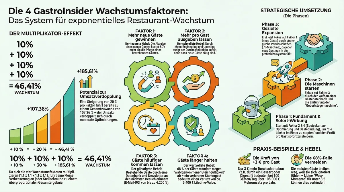Die 4 GastroInsider Wachstumsfaktoren im Überblick: Multiplikator-Effekt, strategische Umsetzung und Praxis-Beispiele