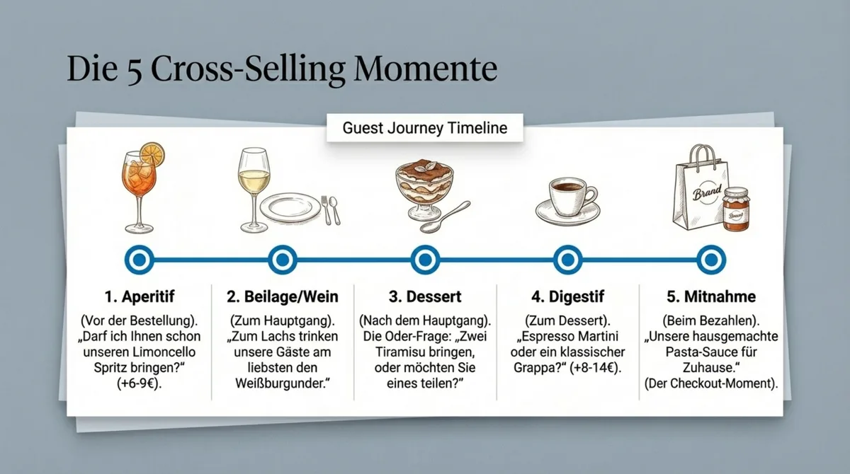 Die 5 Cross-Selling Momente im Restaurant: Aperitif, Beilage, Dessert, Digestif und Mitnahme-Produkte