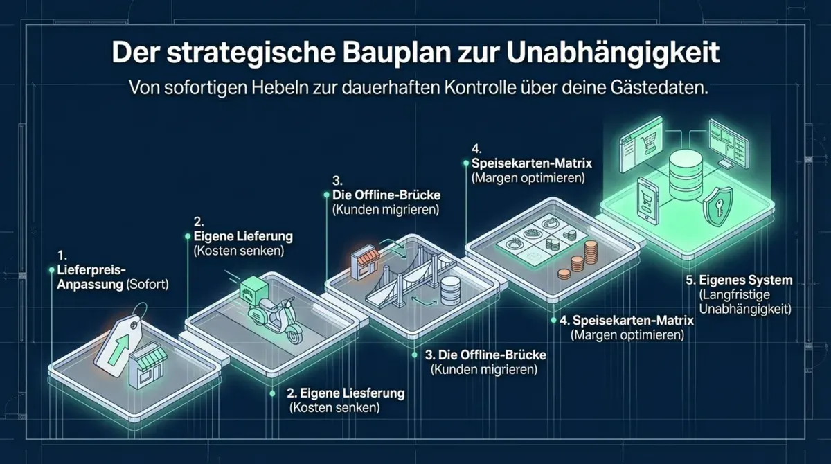 5 Strategien um Lieferplattformen profitabel zu machen: Bauplan von Lieferpreis-Anpassung bis eigenes Bestellsystem