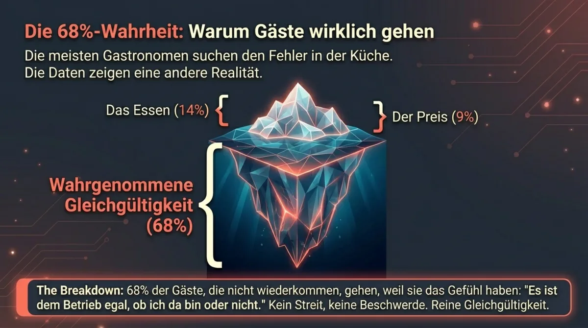 Die 68%-Wahrheit: Warum Gäste wirklich gehen — nicht wegen Essen oder Preis, sondern wahrgenommener Gleichgültigkeit