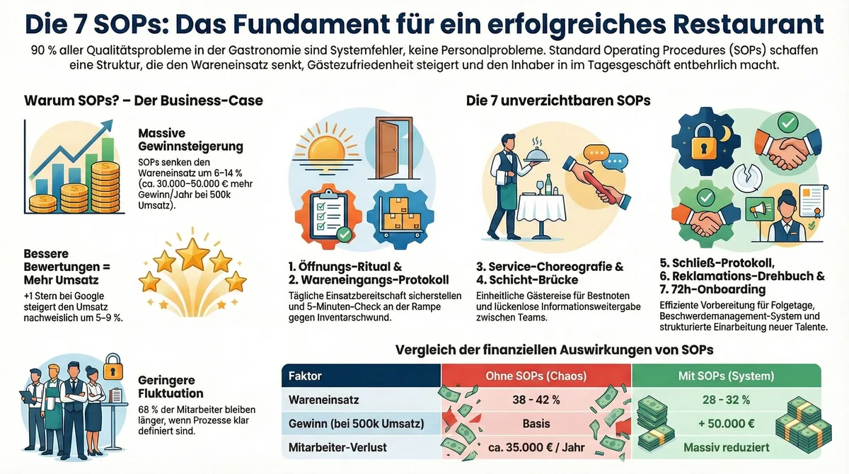 Die 7 SOPs: Vergleich der finanziellen Auswirkungen ohne System (Chaos) und mit System (SOPs)