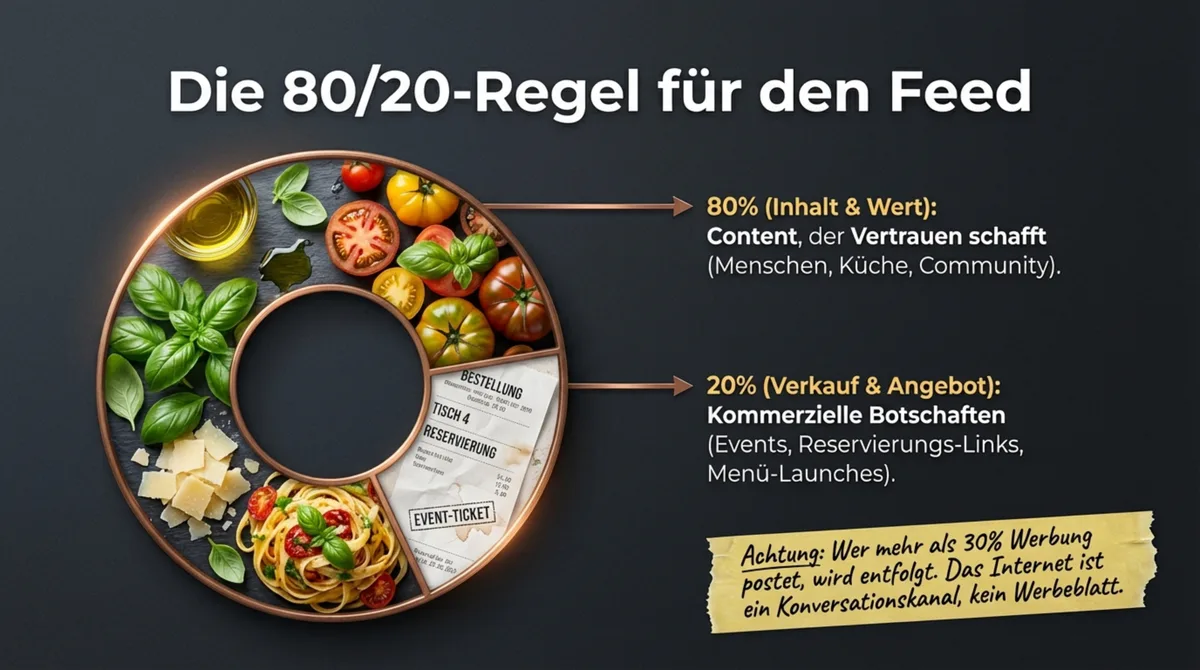 80/20-Regel für den Social-Media-Feed in der Gastronomie: 80% Inhalt, 20% Angebot