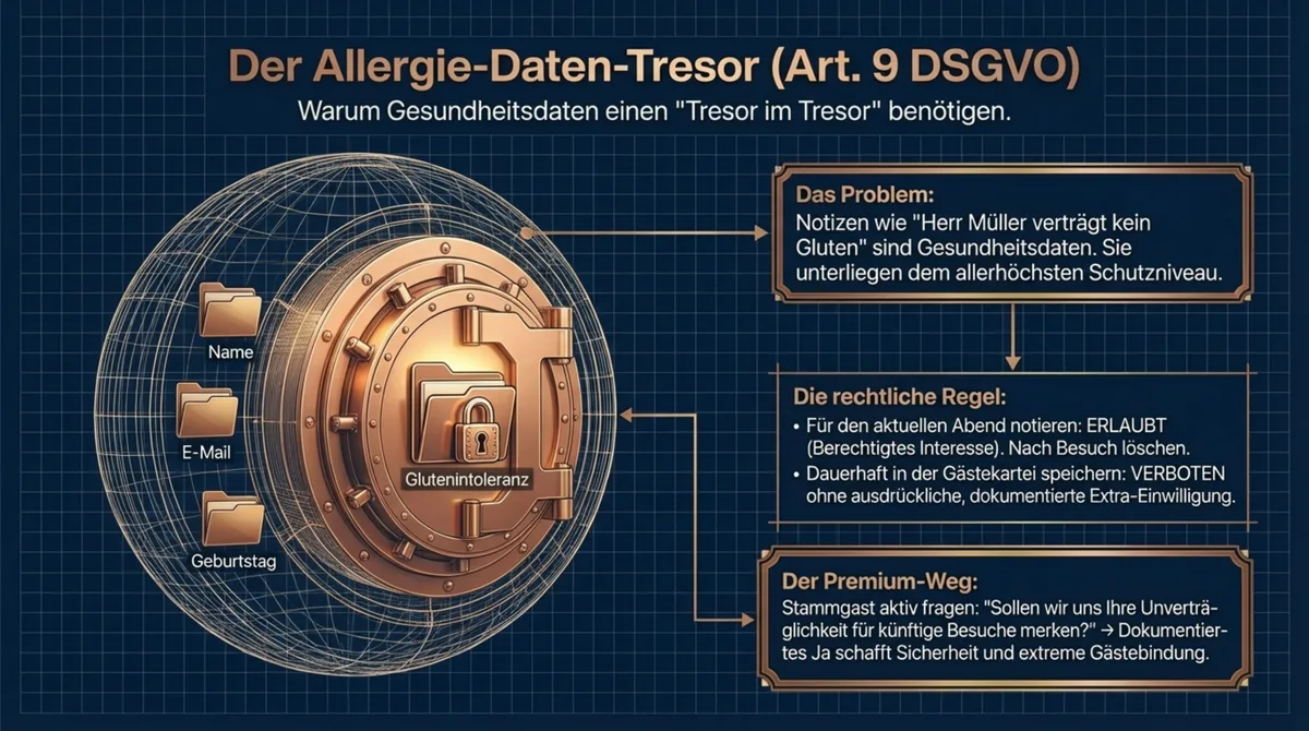 Der Allergie-Daten-Tresor nach Art. 9 DSGVO: Gesundheitsdaten benötigen einen Tresor im Tresor — ausdrückliche Extra-Einwilligung nötig