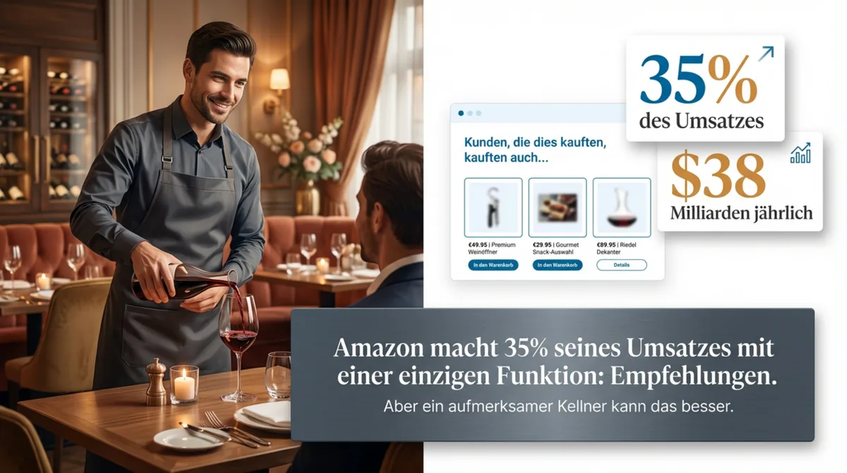 Amazon macht 35 Prozent seines Umsatzes mit personalisierten Empfehlungen – ein aufmerksamer Kellner kann das besser