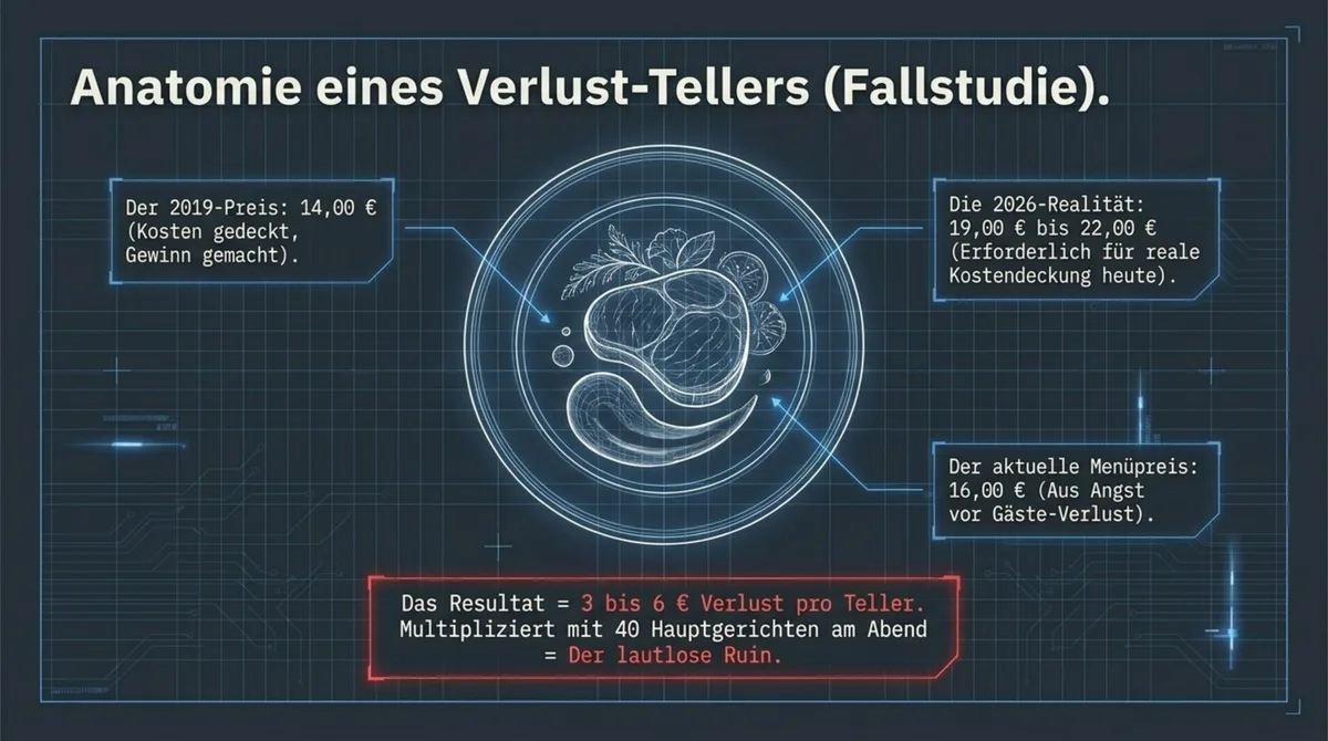 Anatomie eines Verlust-Tellers: Preiskalkulation Restaurant 2019 vs 2026