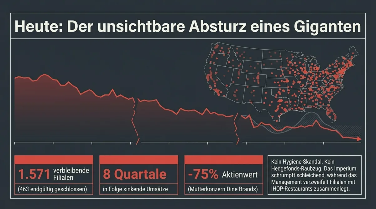 Applebee's Absturz: 1.571 verbleibende Filialen, 8 Quartale Umsatzrückgang, 75% Aktienverlust