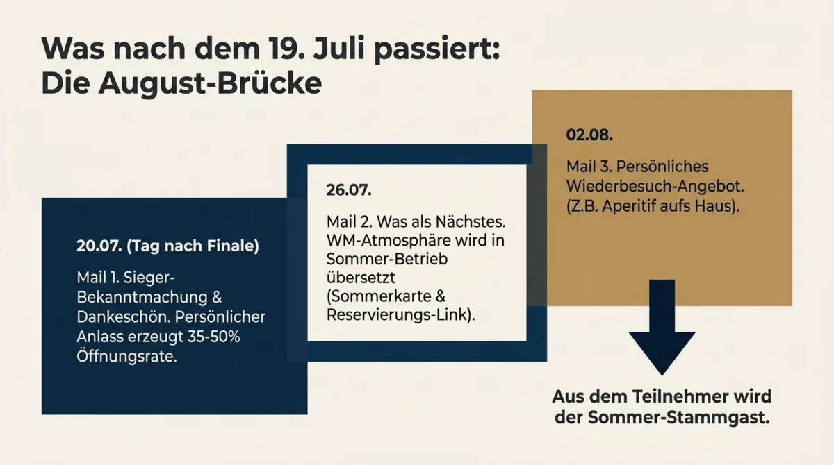 Die August-Brücke nach der WM: 3-Mail-Sequenz vom 20. Juli bis 2. August zur Stammgast-Bindung