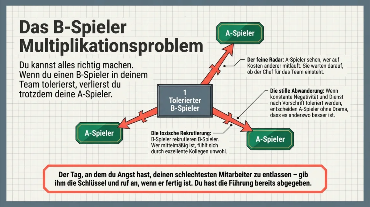 Das B-Spieler Multiplikationsproblem: Ein tolerierter schwacher Mitarbeiter vertreibt die besten A-Spieler