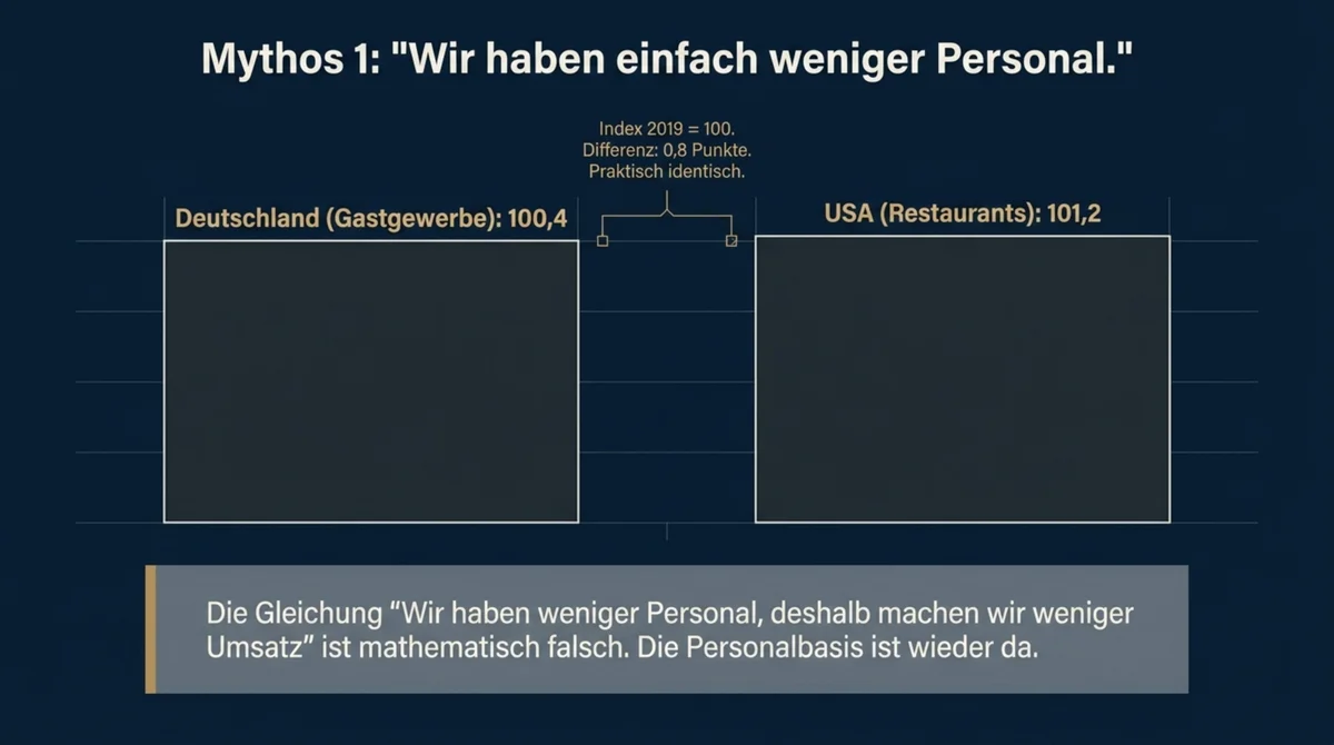 Beschäftigungsindex Gastronomie 2024: Deutschland 100,4 vs. USA 101,2 – Personaldecke nahezu identisch