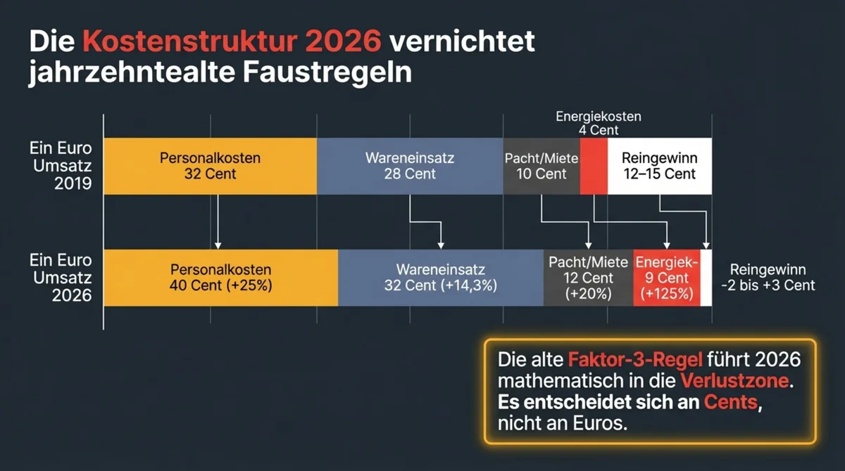Kostenstruktur Gastronomie 2026: Wie die Kostenexplosion jahrzehntelange Faustregeln vernichtet