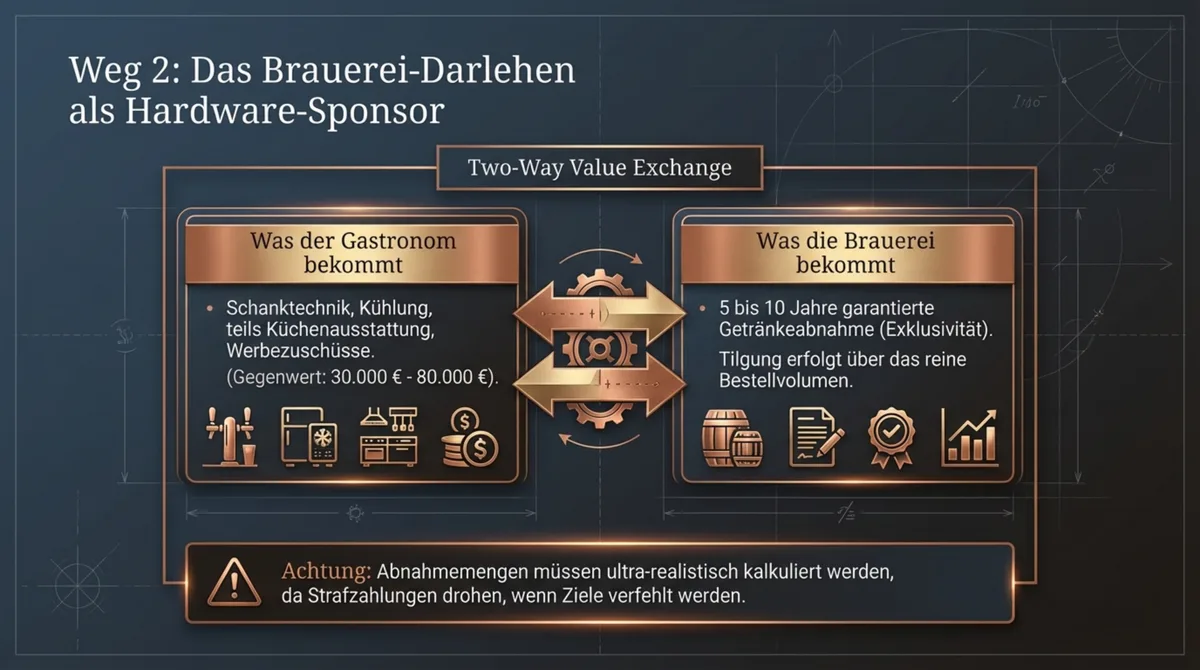 Brauerei-Darlehen als Hardware-Sponsor: Restaurant bekommt Schanktechnik und Kühlung, Brauerei bekommt Getränkeabnahme