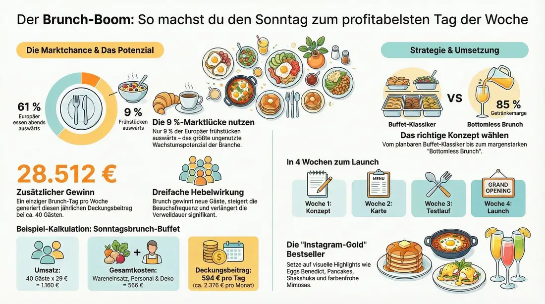 Brunch-Infografik: Marktchance, Kalkulation, 6 Konzepte und 4-Wochen-Plan auf einen Blick