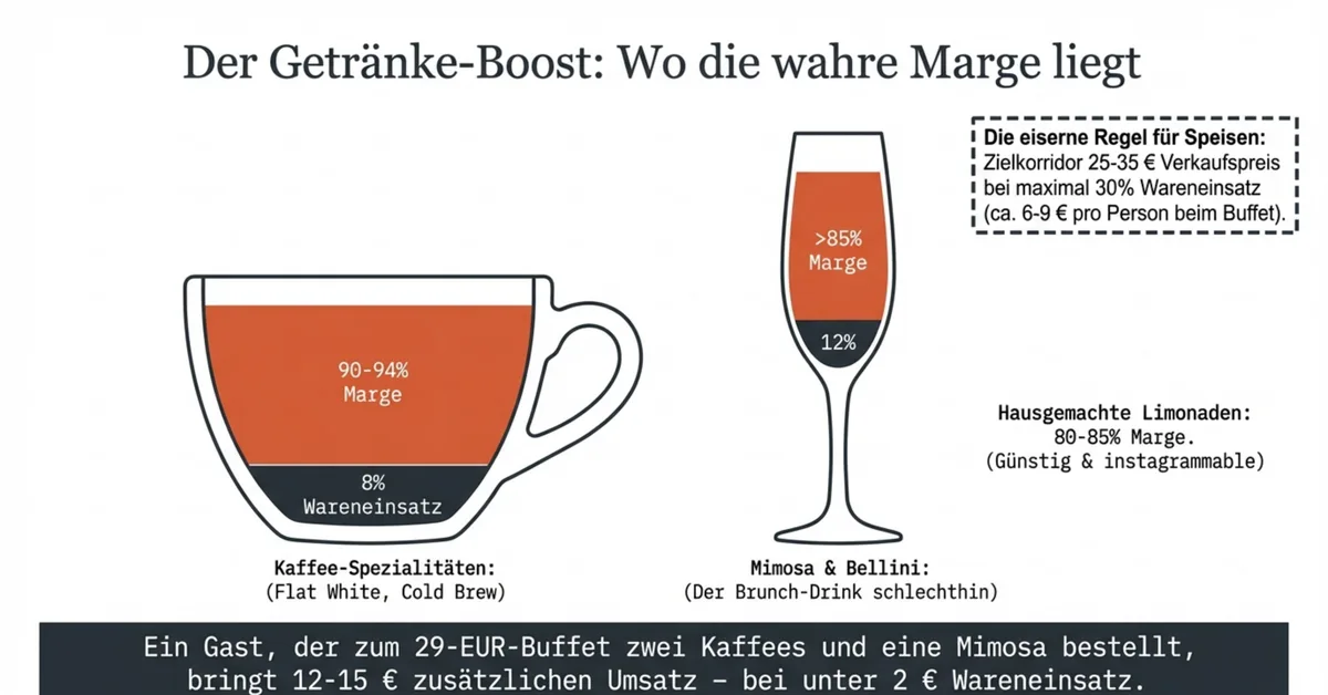 Getränke-Marge beim Brunch: Kaffee 90–94 Prozent, Mimosa über 85 Prozent – der heimliche Gewinn-Motor