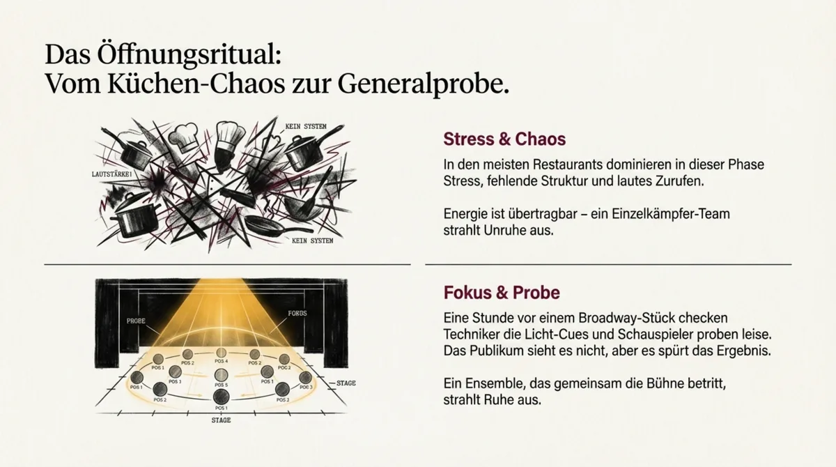 Bühnen-Briefing Restaurant: Vom Küchen-Chaos zur strukturierten Generalprobe vor dem Service