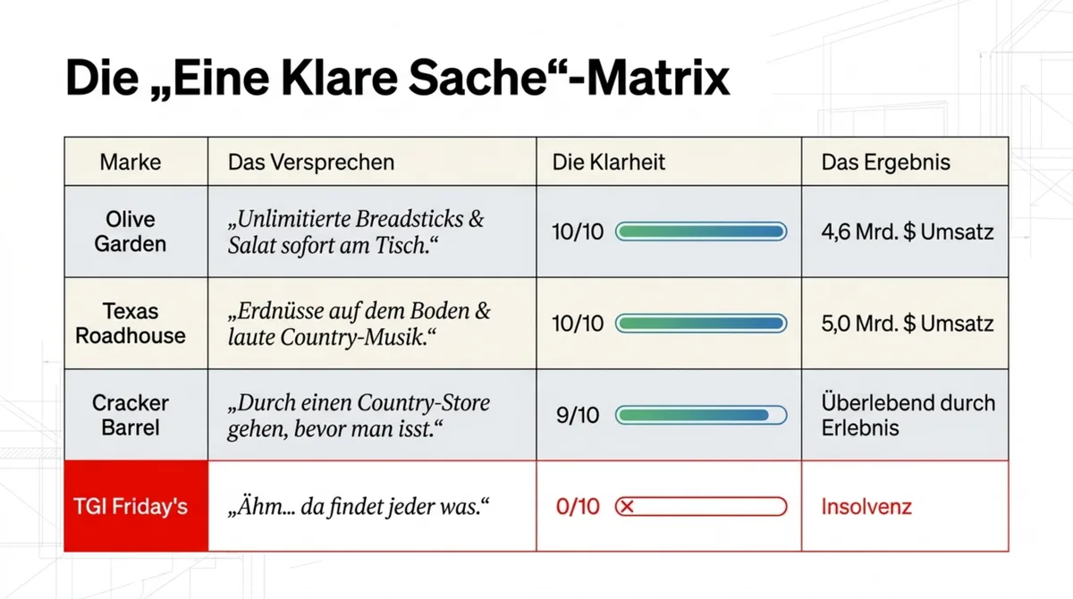 Casual Dining Überlebende: Eine klare Sache – Matrix der Ketten die das Segment überstehen und warum