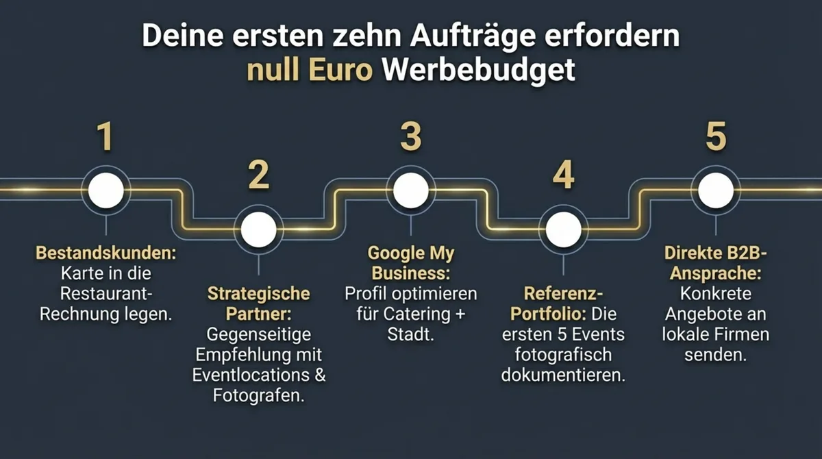 5-Kanal-System für die ersten Catering-Aufträge ohne Werbebudget