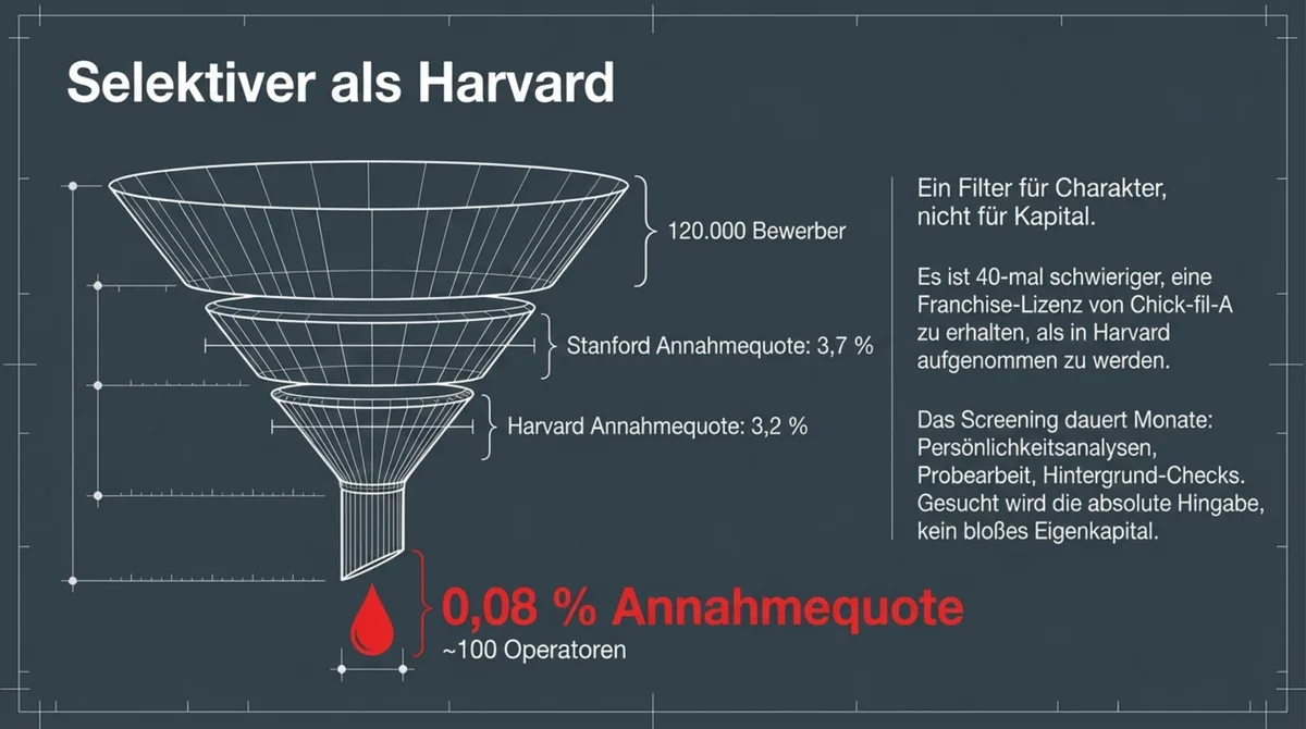 Chick-fil-A Franchise Annahmequote 0,08 %: Trichter mit 120.000 Bewerbern – selektiver als Harvard
