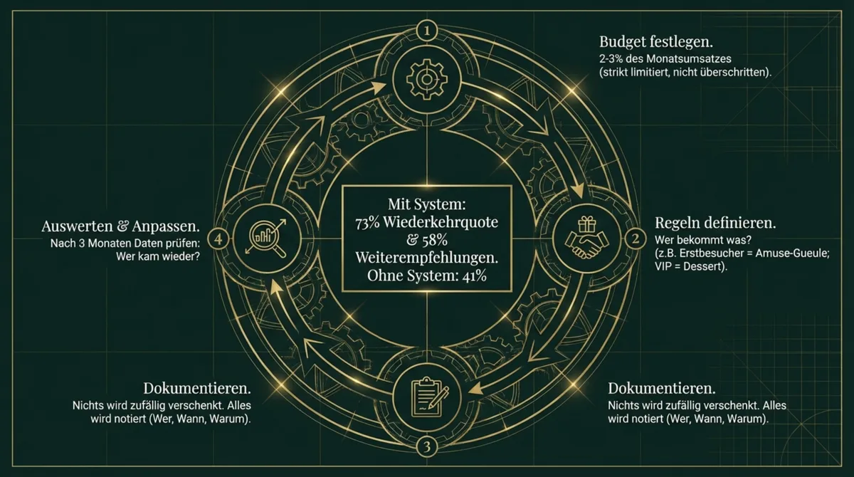 4-Schritte Comp-System: Budget festlegen, Regeln definieren, Dokumentieren und Auswerten mit 73 Prozent Wiederkehrquote