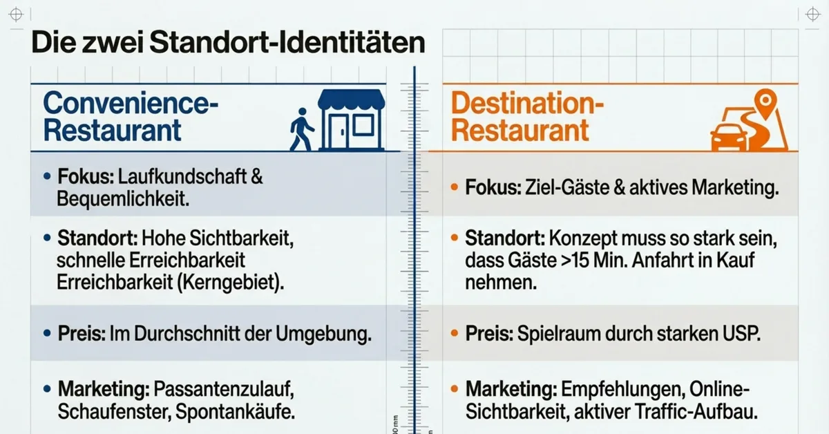 Vergleich Convenience-Restaurant und Destination-Restaurant: Merkmale, Anforderungen und Marketing-Strategie