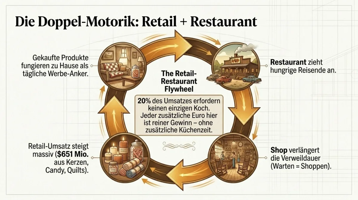 Cracker Barrel Retail Restaurant Flywheel: Der Kreislauf aus Shop und Restaurant erzeugt 651 Millionen Dollar Umsatz ohne Küche