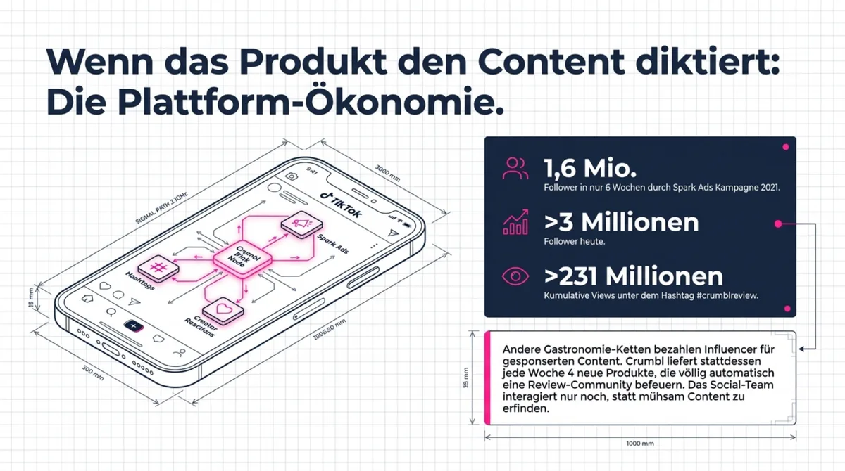 Crumbl Cookies TikTok-Plattform-Ökonomie: 1,6 Mio. Follower in 6 Wochen, über 3 Millionen heute, 231 Mio. kumulative Views unter Hashtag crumblreview