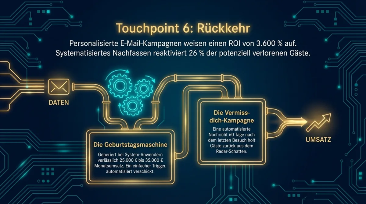 Touchpoint 6 Rückkehr: Geburtstagsmaschine, Newsletter und Vermiss-dich-Kampagne erzielen bis zu 3.600 Prozent ROI auf Nachmarketing
