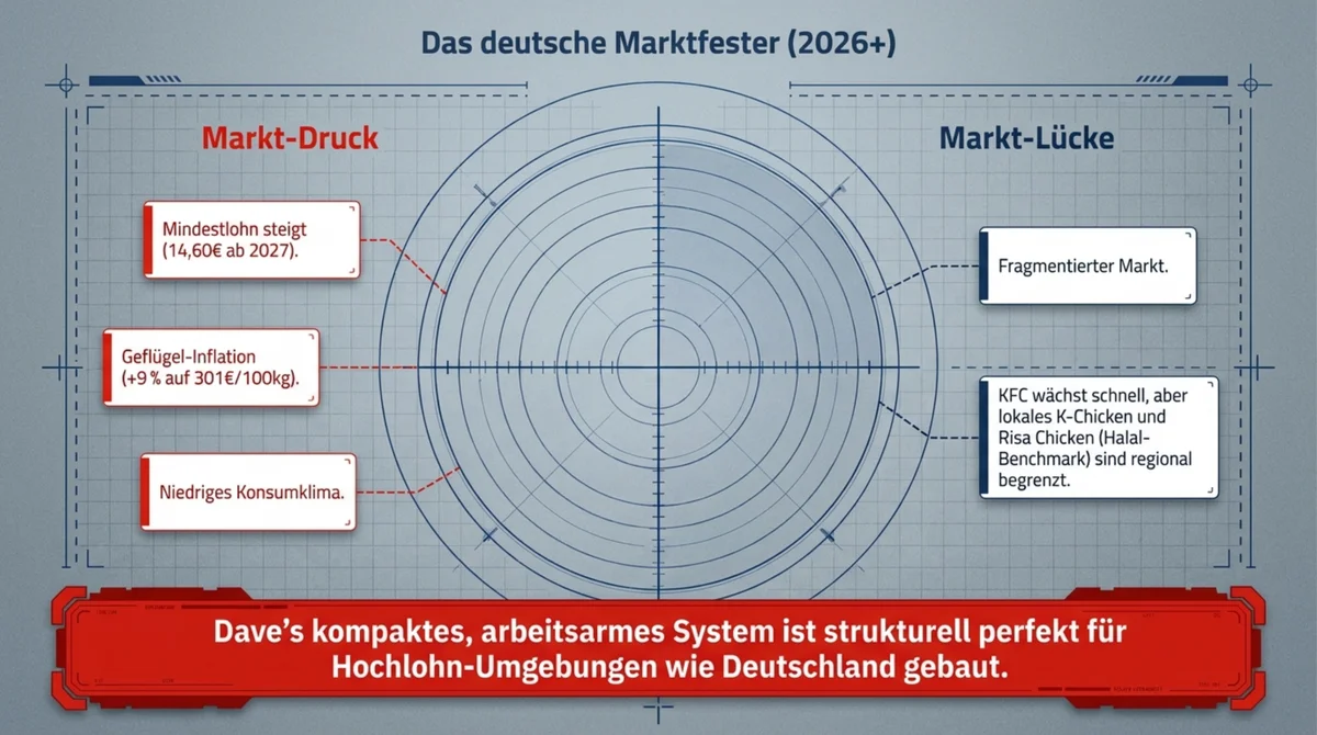 Dave's Hot Chicken Deutschland Markt 2026: Markt-Druck durch Mindestlohn und Geflügel-Inflation vs. Markt-Lücke durch fragmentierten Chicken-Markt