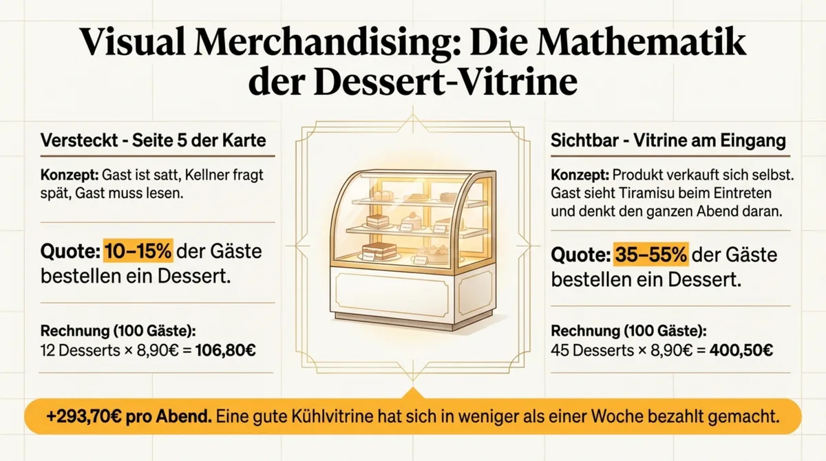 Visual Merchandising Dessert-Vitrine: Steigerung der Dessert-Quote von 10-15 Prozent auf 35-55 Prozent