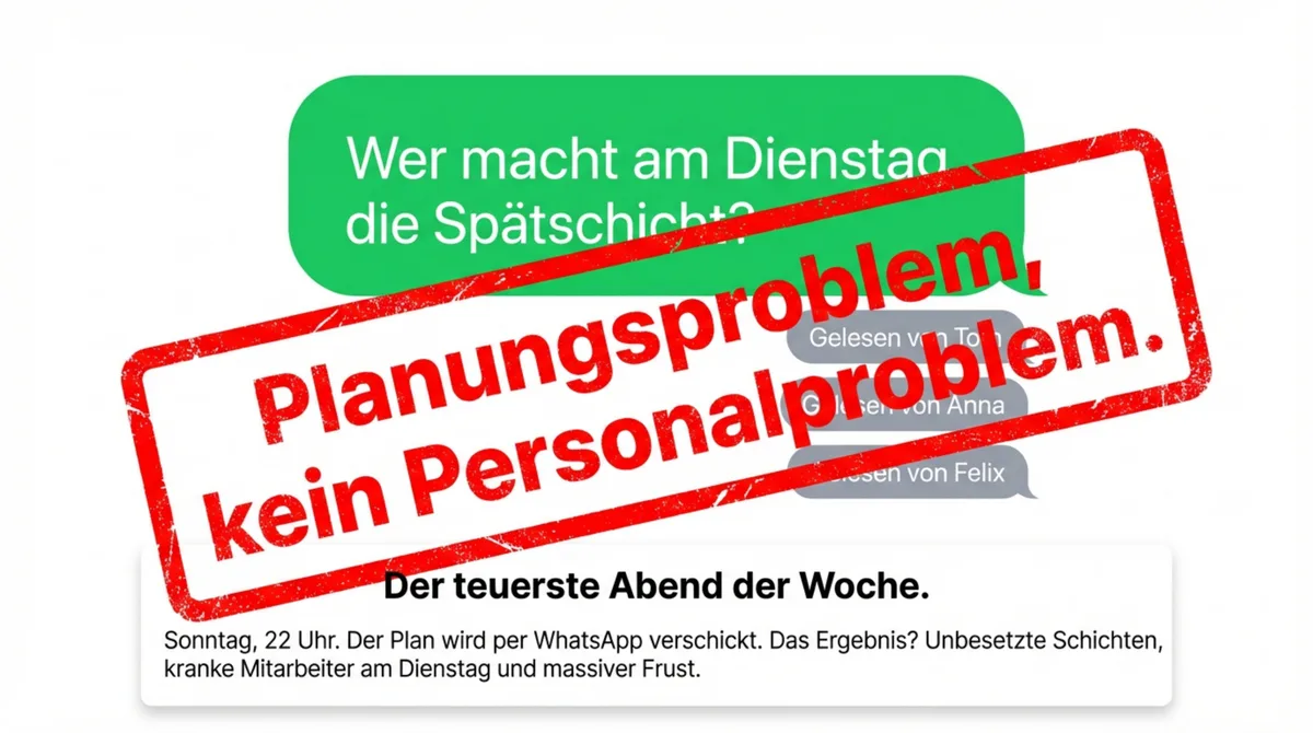 Planungsproblem, kein Personalproblem: Der teuerste Abend der Woche — Sonntag 22 Uhr per WhatsApp verschickt