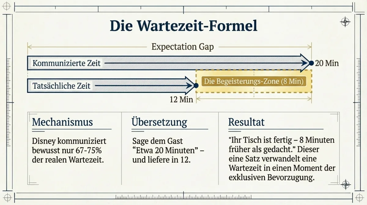 Die Disney Wartezeit-Formel: 20 Minuten kommunizieren und in 12 liefern erzeugt eine 8-Minuten-Begeisterungszone für Restaurant-Gäste