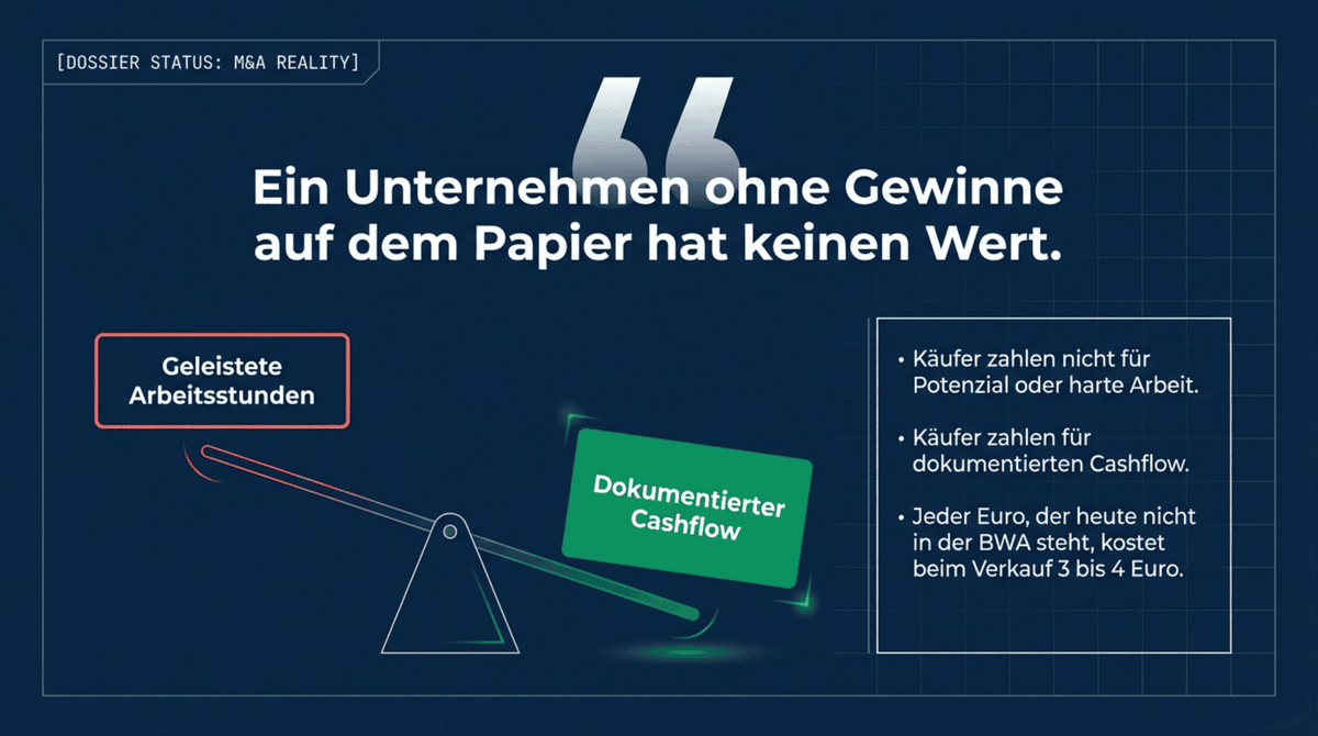 Dokumentierter Cashflow vs. geleistete Arbeitsstunden beim Restaurant verkaufen