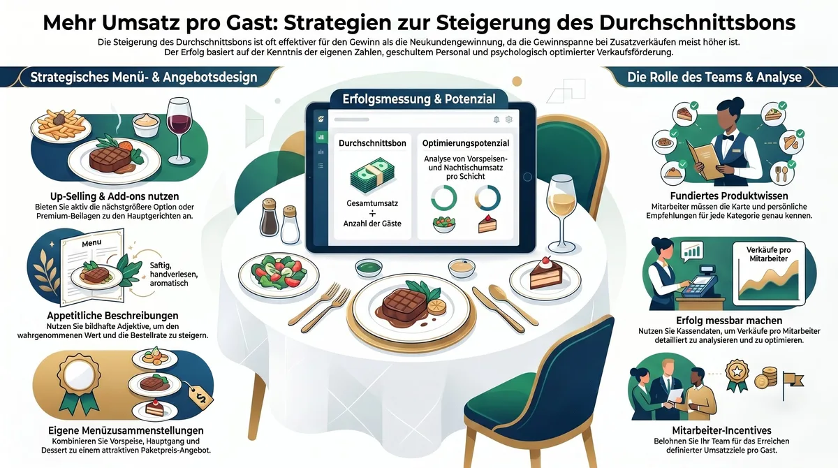 Strategien zur Steigerung des Durchschnittsbon: Überblick über Menüdesign, Up-Selling, Team und Erfolgsmessung