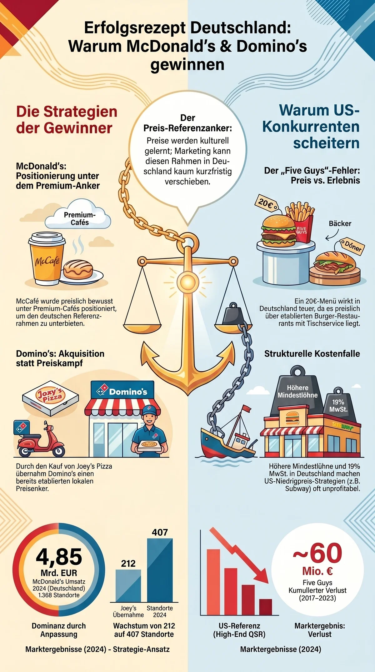 Infografik: Warum McDonald's und Domino's Pizza in Deutschland erfolgreich sind – Antizipation des Preis-Referenzankers statt Konfrontation