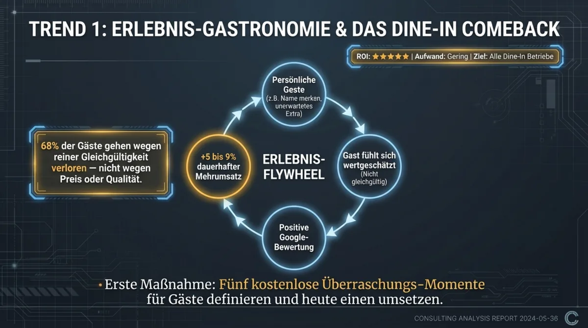 Erlebnis-Gastronomie 2026: Das Dine-In Comeback – 68% der Gäste verlieren Restaurant wegen Gleichgültigkeit