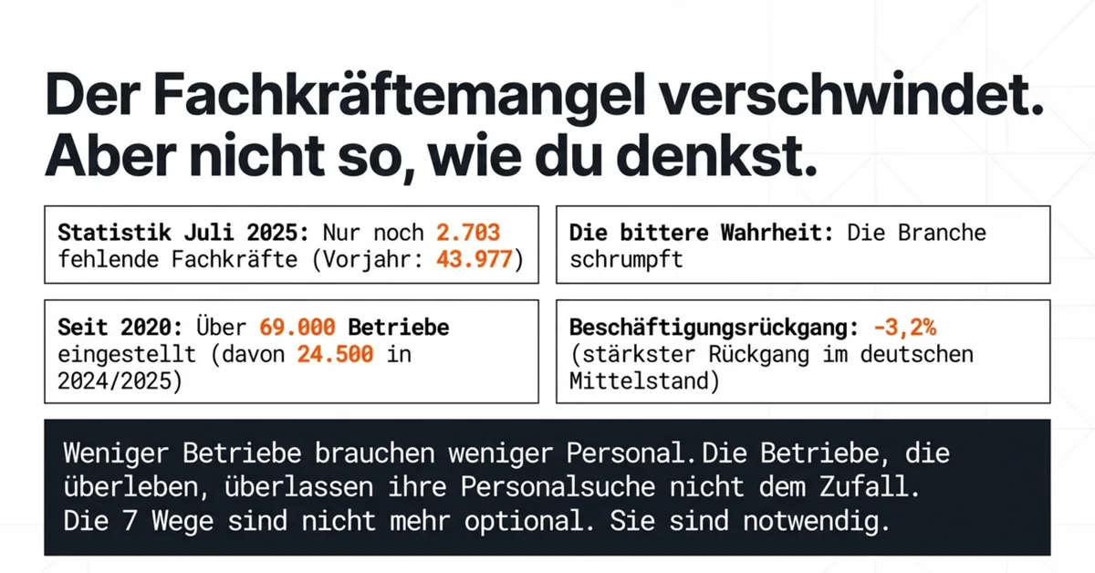 Fachkräftemangel Gastronomie 2025 Statistik – von 43977 auf 2703 fehlende Fachkräfte, 69000 Betriebe seit 2020 geschlossen