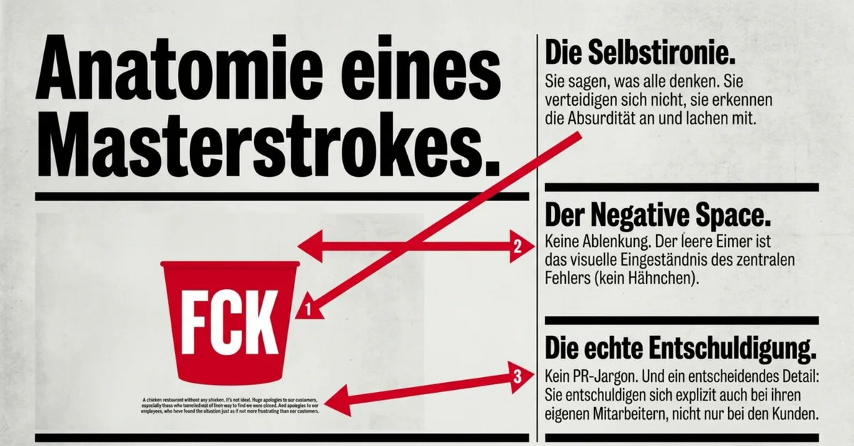 Anatomie der FCK-Anzeige: Selbstironie, negativer Raum und echte Entschuldigung als Masterstroke der Krisenkommunikation