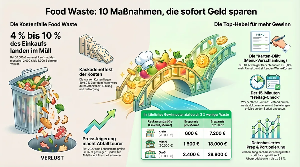 Food Waste 10 Maßnahmen Restaurant: Übersicht Kostenfalle und Top-Hebel für mehr Gewinn