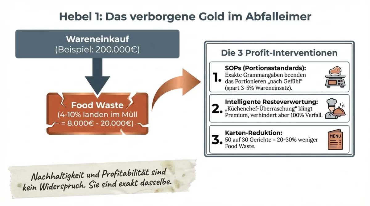 Food Waste Hebel 1 im Restaurant – Abfalleimer als Gewinnquelle mit 5.000 bis 15.000 Euro Einsparpotenzial durch Portionsstandards