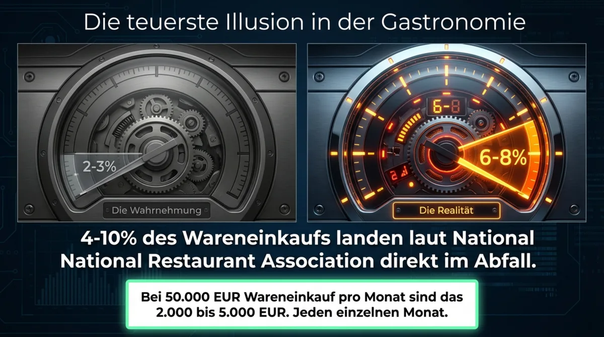 Food Waste Restaurant: Wahrnehmung 2-3% vs. Realität 6-8% Waste-Quote laut National Restaurant Association