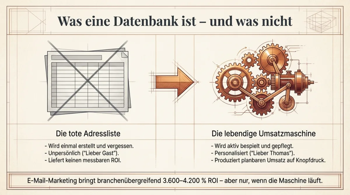 Gästedatenbank als Umsatzmaschine: Unterschied zwischen toter Adressliste und lebendigem System