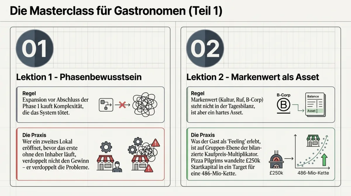 Gastronom Lektionen aus L'Osteria Pizza Pilgrims Deal: Phasen-Bewusstsein und Markenwert als hartes Asset – Expansion nur wenn Phase 1 abgeschlossen