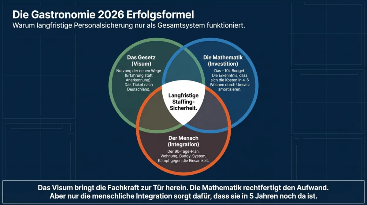 Gastronomie 2026 Erfolgsformel für langfristige Staffing-Sicherheit: Das Gesetz (Visum), Die Mathematik (Investition) und Der Mensch (Integration)