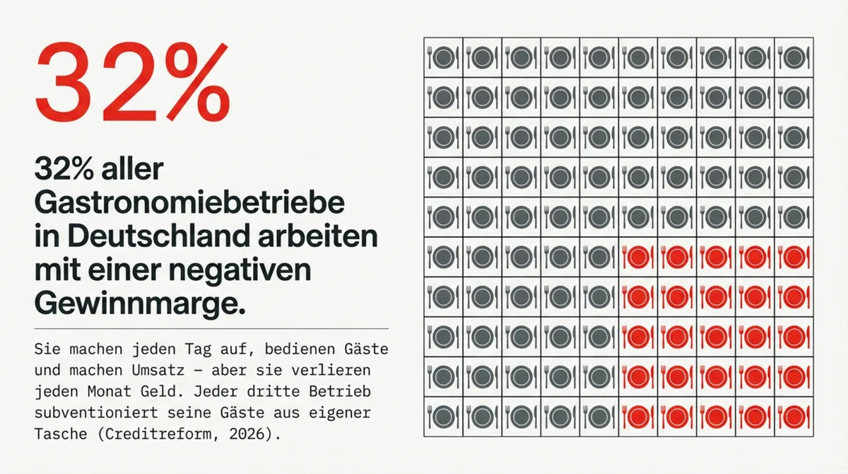 32 Prozent aller Gastronomiebetriebe in Deutschland arbeiten mit negativer Gewinnmarge – Statistik 2026