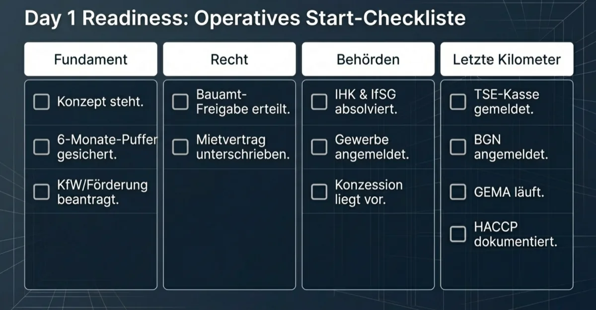 Gastronomie Eröffnung Checkliste - Day 1 Readiness alle Genehmigungen